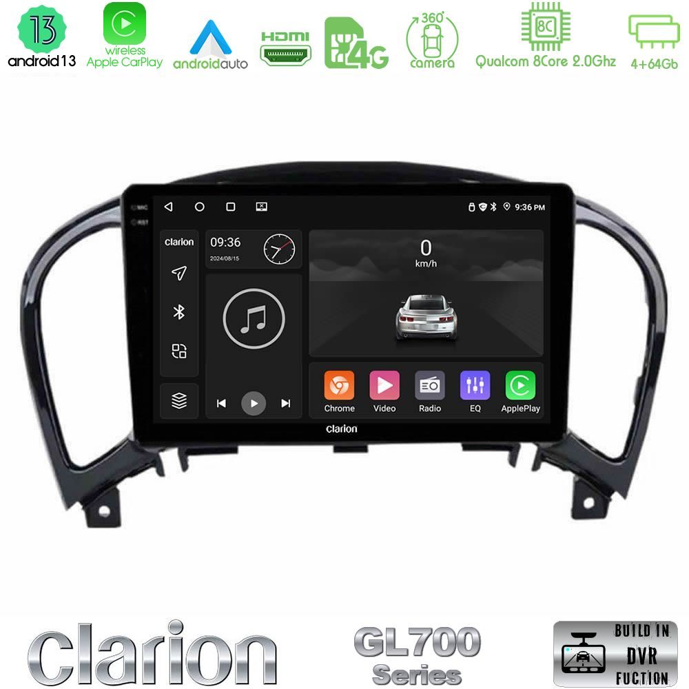 Clarion GL700 Series 8Core Android13 4+64GB Nissan Juke Navigation Multimedia Tablet 9" Με Carplay & Android Auto
