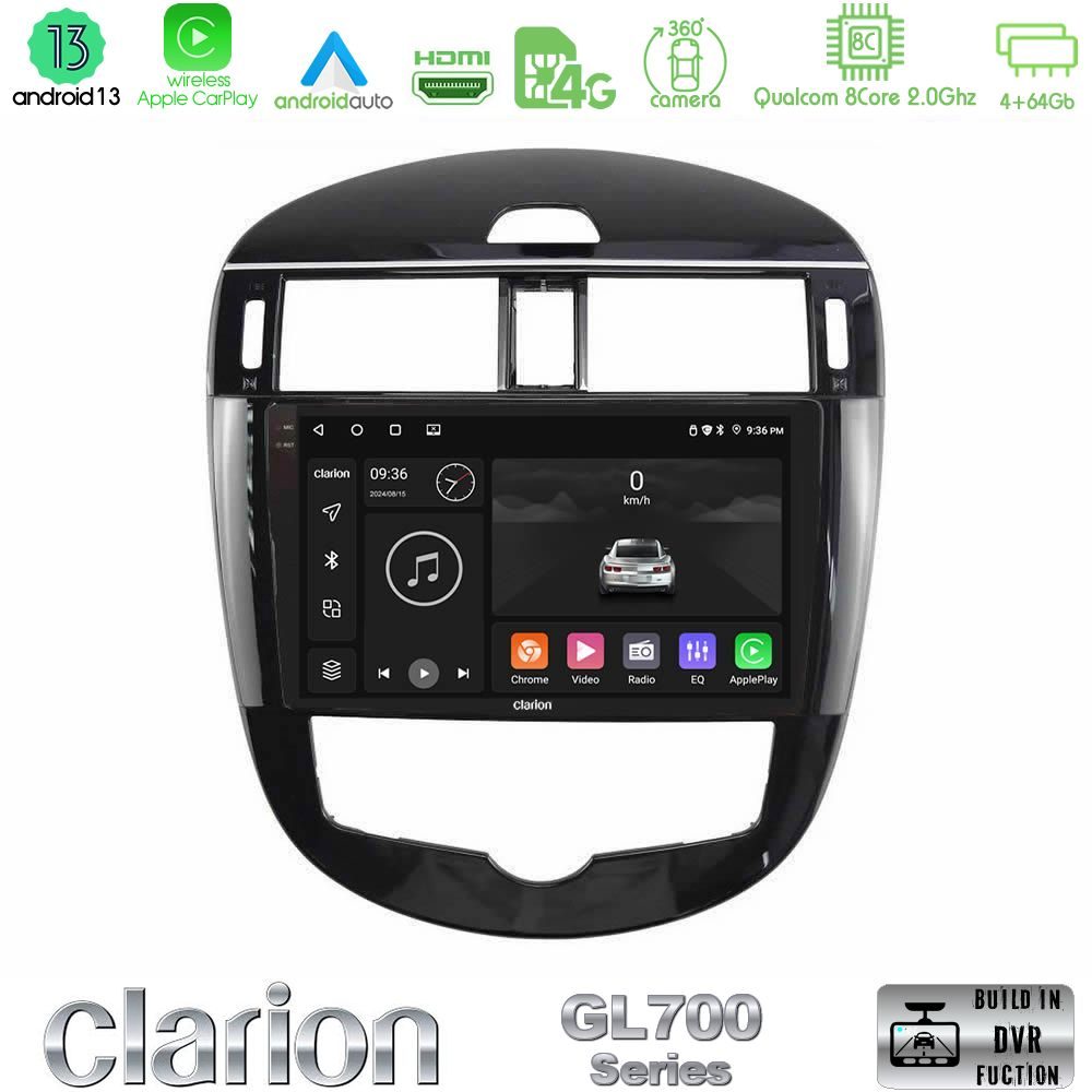 Clarion GL700 Series 8Core Android13 4+64GB Nissan Pulsar 2015-2018 Navigation Multimedia Tablet 9" Με Carplay & Android Auto Clarion GL700 Series 8Core Android13 4+64GB Nissan Pulsar 2015-2018 Navigation Multimedia Tablet 9" Με Carplay & Android Auto