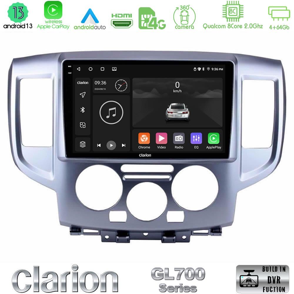 Clarion GL700 Series 8Core Android13 4+64GB Nissan NV200 Navigation Multimedia Tablet 9" Με Carplay & Android Auto