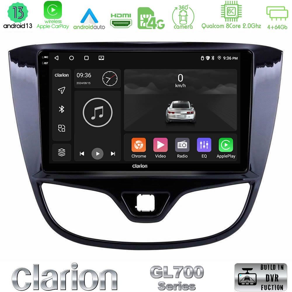 Clarion GL700 Series 8Core Android13 4+64GB Opel Karl 2017-2019 Navigation Multimedia Tablet 9" Με Carplay & Android Auto