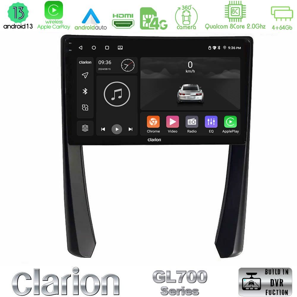 Clarion GL700 Series 8Core Android13 4+64GB Porsche 911/Cayman/Boxster Navigation Multimedia Tablet 9" Με Carplay & Android Auto