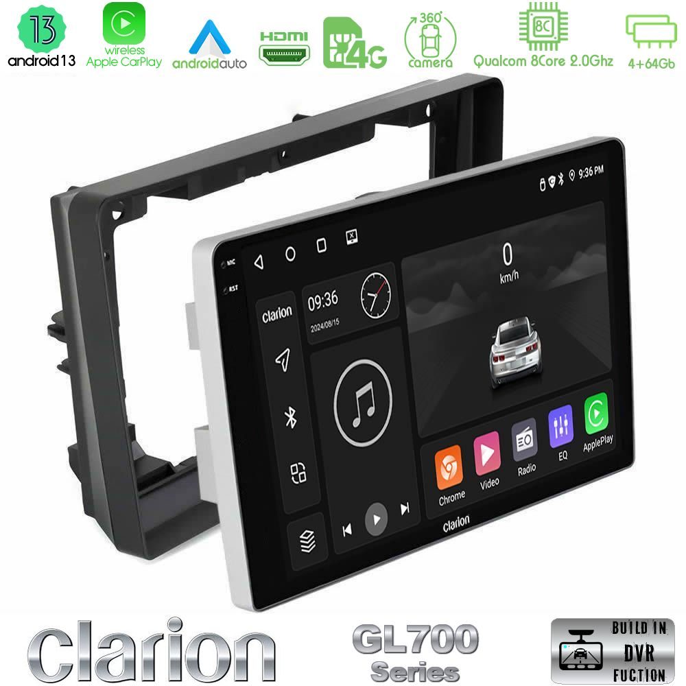 Clarion GL700 Series 8Core Android13 4+64GB Peugeot 308 2013-2020 Navigation Multimedia Tablet 9" Με Carplay & Android Auto