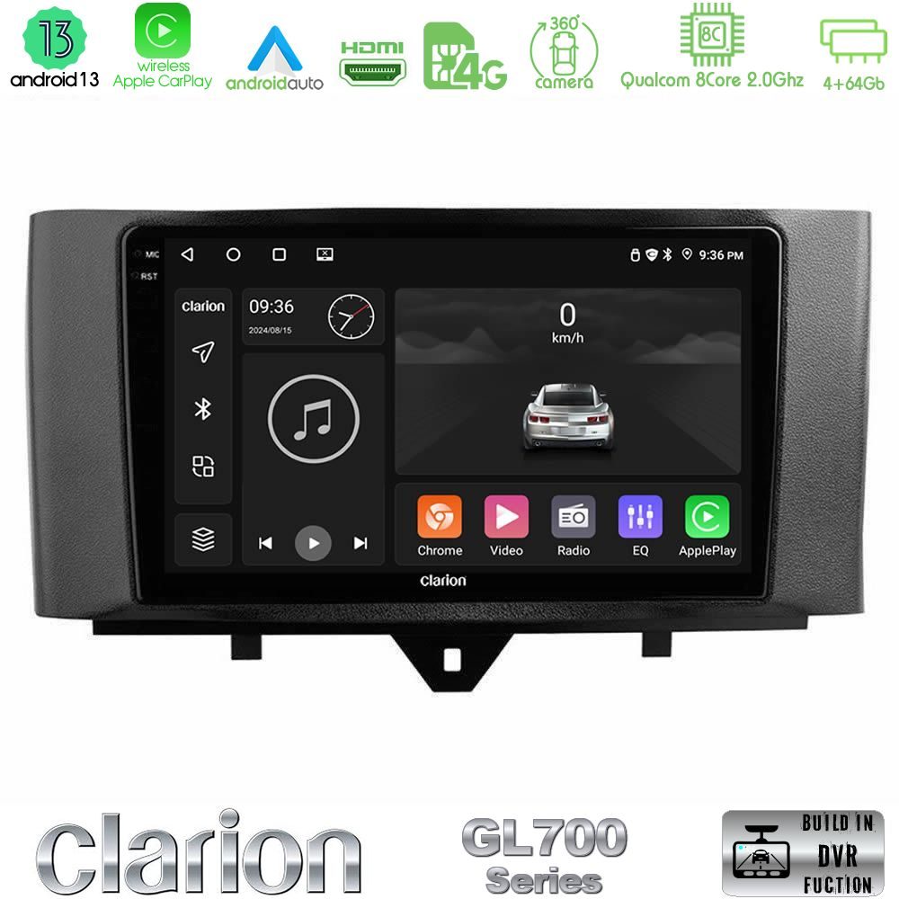 Clarion GL700 Series 8Core Android13 4+64GB Smart 451 Facelift Navigation Multimedia Tablet 9" Με Carplay & Android Auto