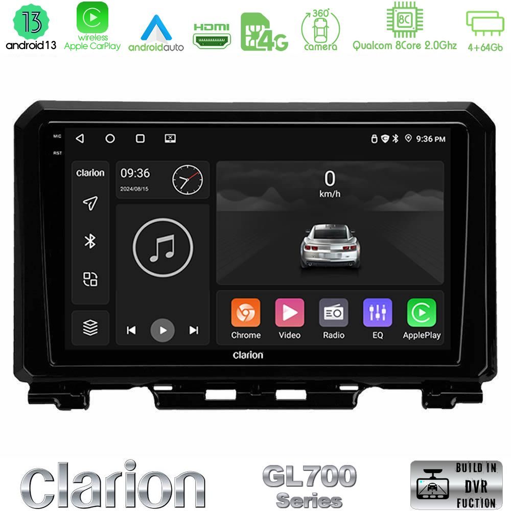 Clarion GL700 Series 8Core Android13 4+64GB Suzuki Jimny 2018-2022 Navigation Multimedia Tablet 9" Με Carplay & Android Auto