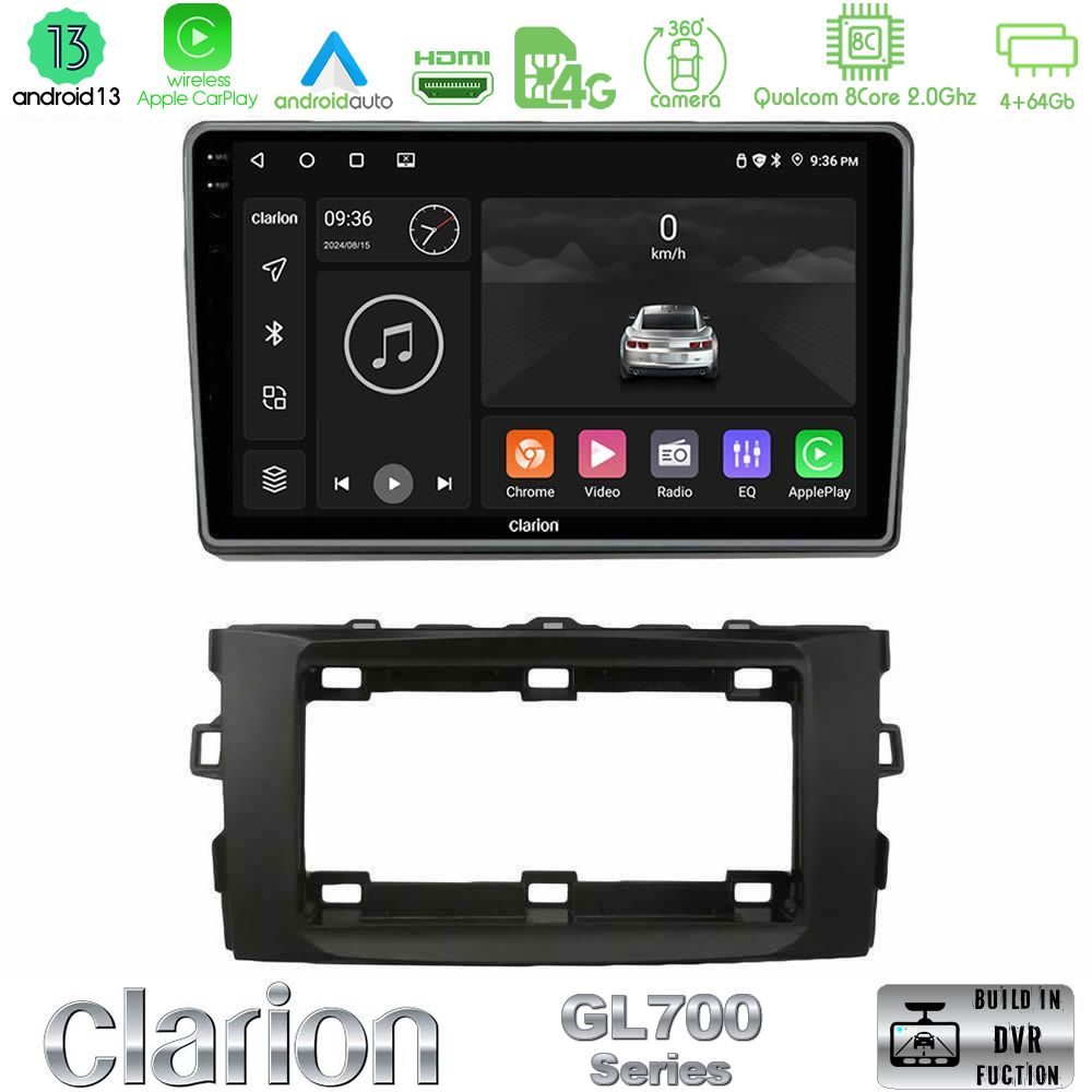Clarion GL700 Series 8Core Android13 4+64GB Toyota Auris 2013-2016 Navigation Multimedia Tablet 10" Με Carplay & Android Auto