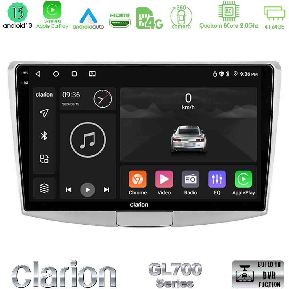 Clarion GL700 Series 8Core Android13 4+64GB VW Passat Navigation Multimedia Tablet 10" Με Carplay & Android Auto