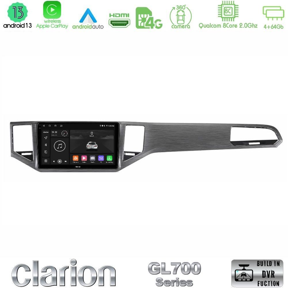 Clarion GL700 Series 8Core Android13 4+64GB VW Sportsvan 2014-2020 Navigation Multimedia Tablet 10" (Silver/Grey Color) Με Carplay & Android Auto