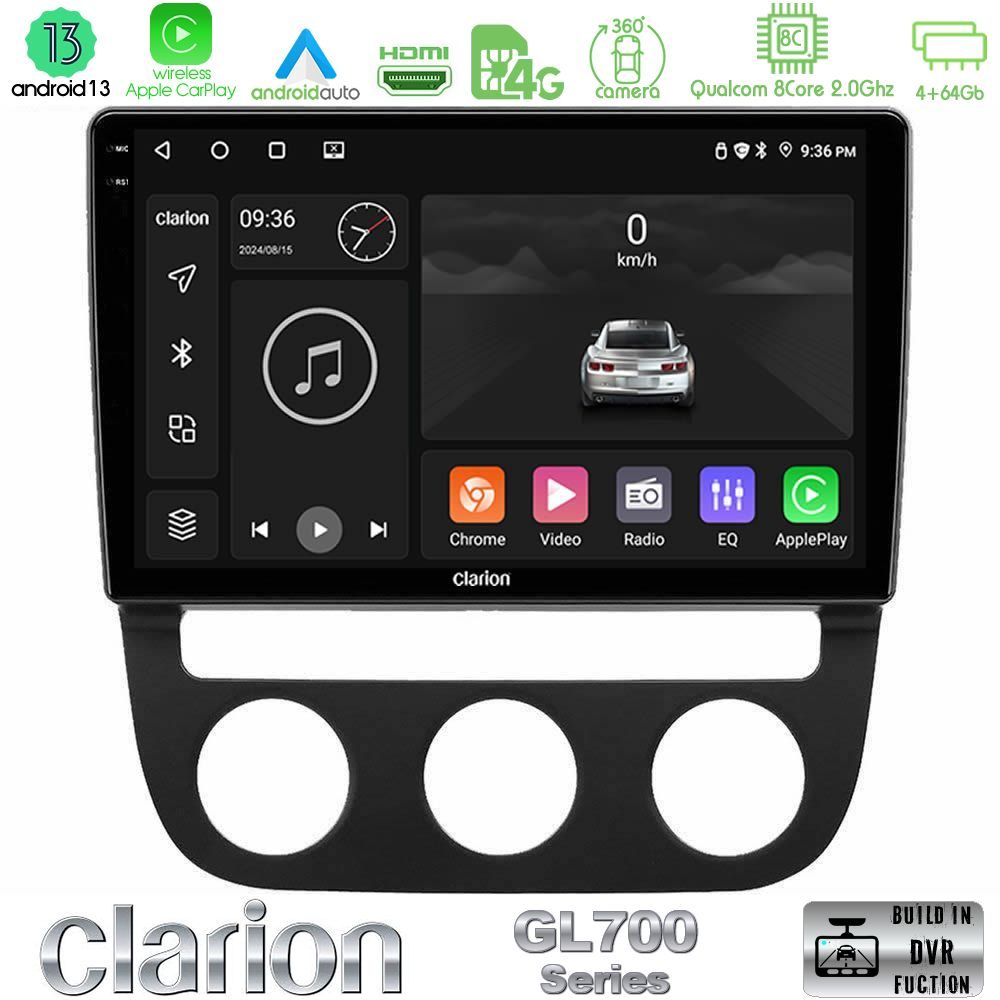Clarion GL700 Series 8Core Android13 4+64GB VW Jetta Navigation Multimedia Tablet 10" Με Carplay & Android Auto