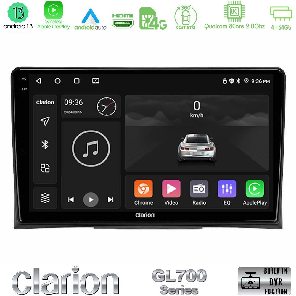 Clarion GL700 Series 8Core Android13 4+64GB VW Transporter 2003-2015 Navigation Multimedia Tablet 9" Με Carplay & Android Auto