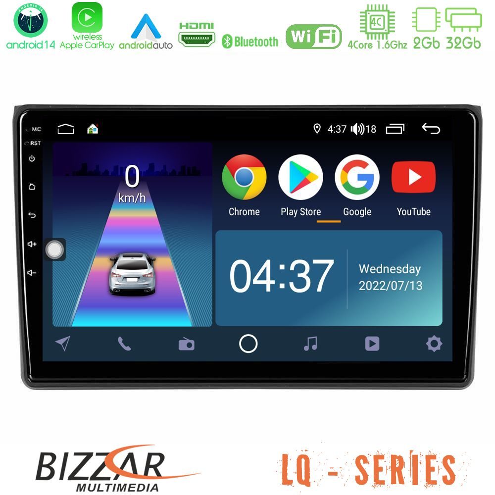 Bizzar LQ Series 4Core Android14 2+32GB Audi A4 B7 Navigation Multimedia Tablet 9" Με Carplay & Android Auto