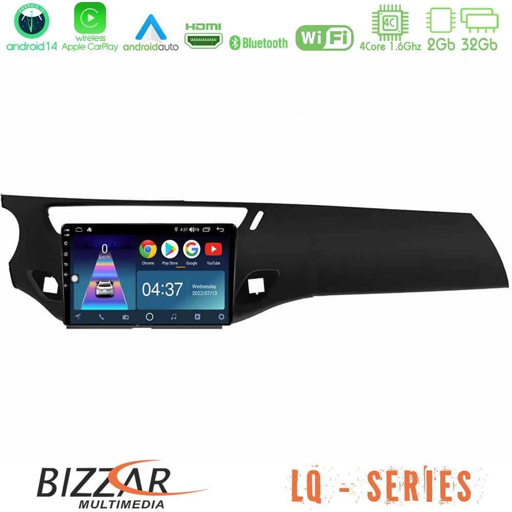 Bizzar LQ Series 4Core Android14 2+32GB Citroen C3 2009-2016 Navigation Multimedia Tablet 9" Με Carplay & Android Auto (Μαύρο γυαλιστερό)