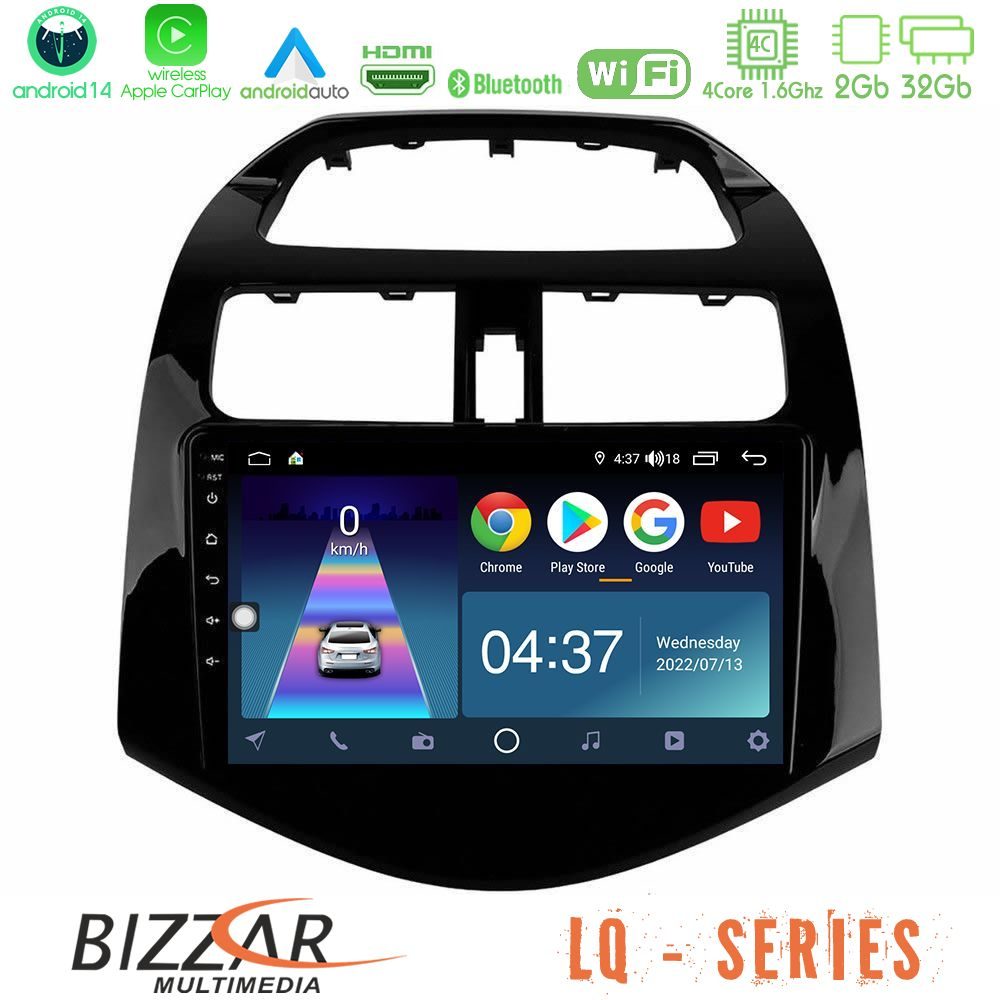Bizzar LQ Series 4Core Android14 2+32GB Chevrolet Spark 2009-2015 Navigation Multimedia Tablet 9" Με Carplay & Android Auto