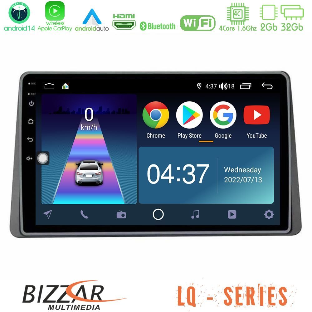Bizzar LQ Series 4Core Android14 2+32GB Dacia Duster 2019-> Navigation Multimedia Tablet 10" Με Carplay & Android Auto