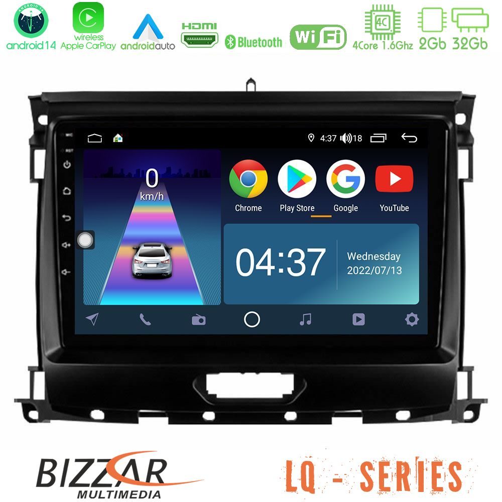Bizzar LQ Series 4Core Android14 2+32GB Ford Ranger 2017-2022 Navigation Multimedia Tablet 9" Με Carplay & Android Auto