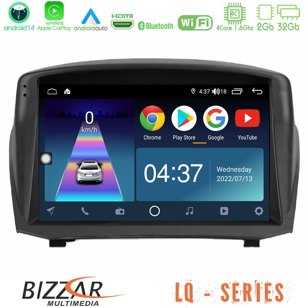 Bizzar LQ Series 4Core Android14 2+32GB Ford Fiesta 2008-2016 Navigation Multimedia Tablet 9" (Oem Style) Με Carplay & Android Auto