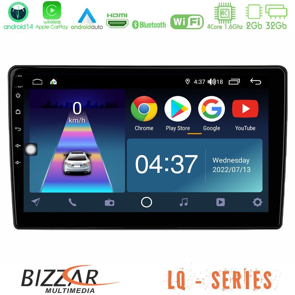 Bizzar LQ Series 4Core Android14 2+32GB Ford Fiesta 2018-2024 Navigation Multimedia Tablet 10" Με Carplay & Android Auto