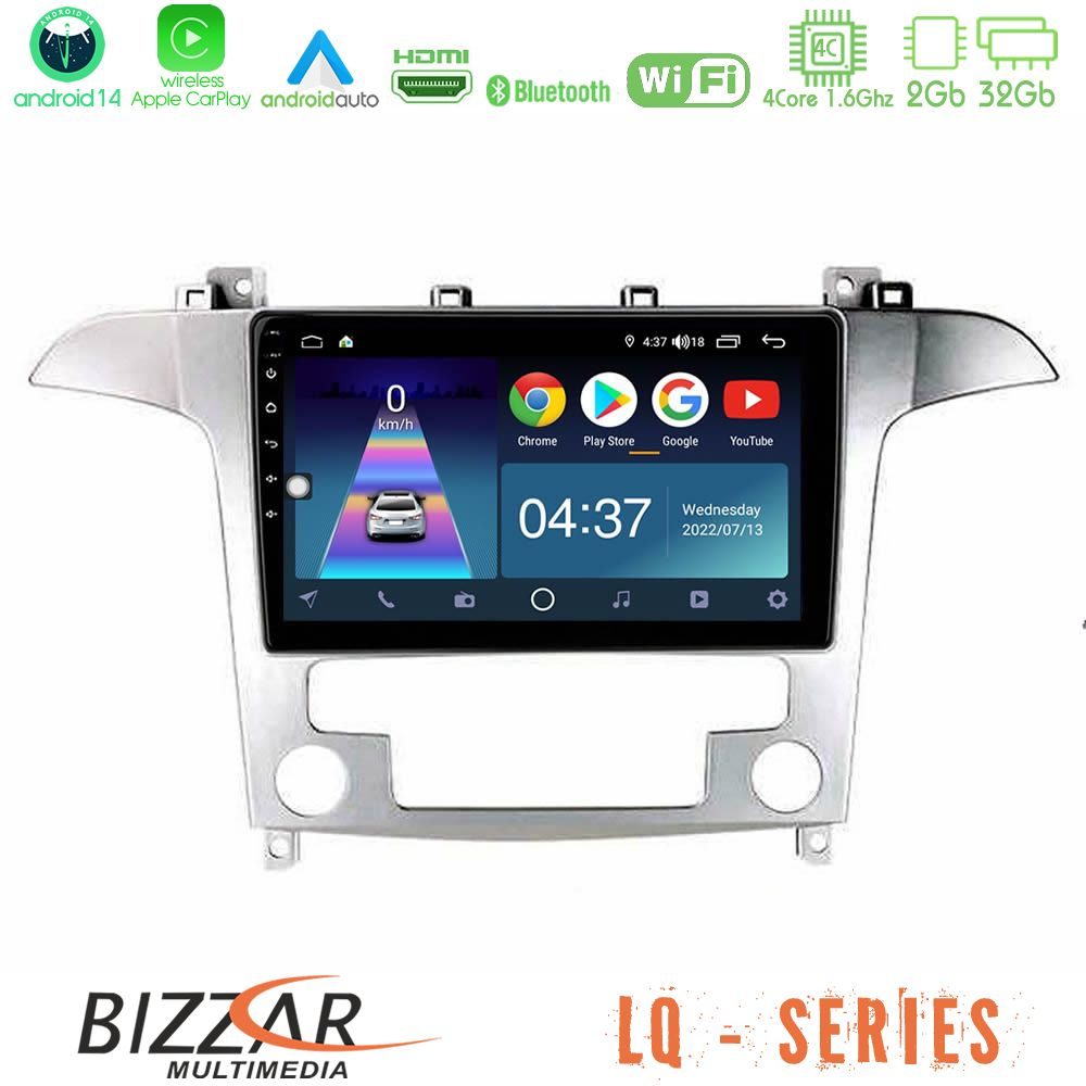 Bizzar LQ Series 4Core Android14 2+32GB Ford S-Max 2006-2012 Navigation Multimedia Tablet 9" Με Carplay & Android Auto