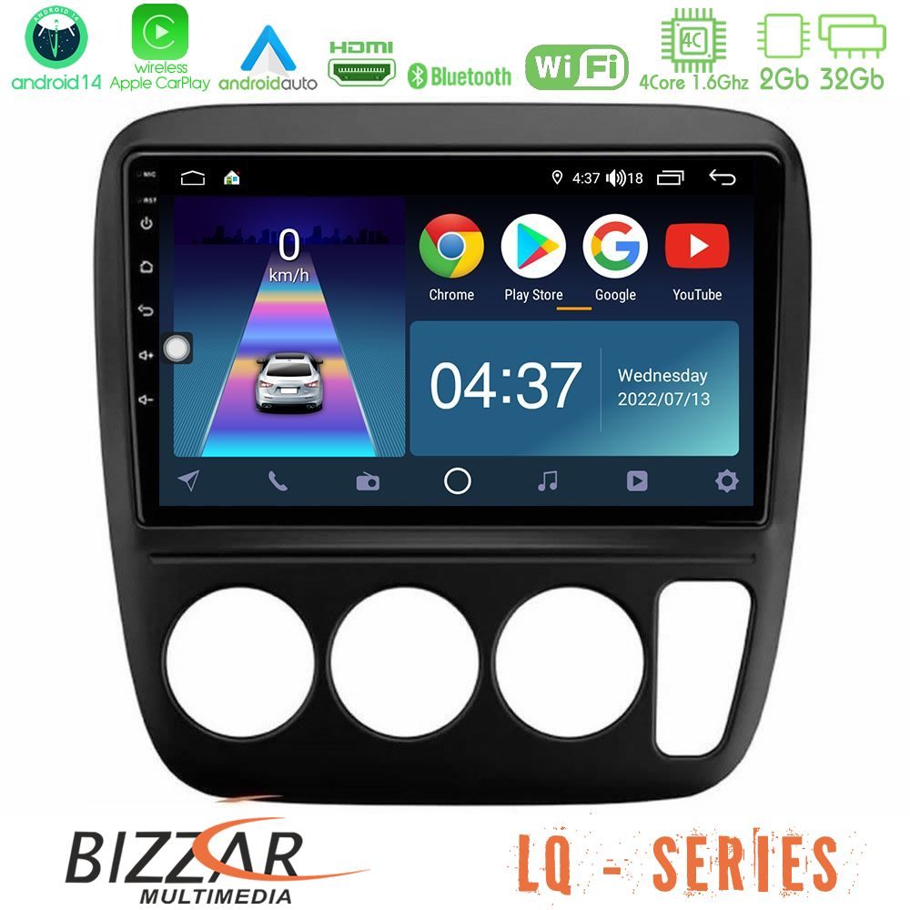Bizzar LQ Series 4Core Android14 2+32GB Honda CRV 1997-2001 Navigation Multimedia Tablet 9" Με Carplay & Android Auto