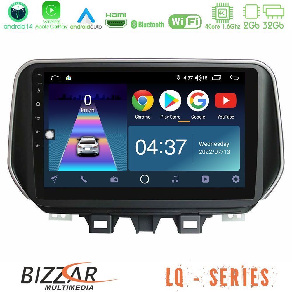 Bizzar LQ Series 4Core Android14 2+32GB Hyundai Tucson 2019-> Navigation Multimedia Tablet 9" Με Carplay & Android Auto