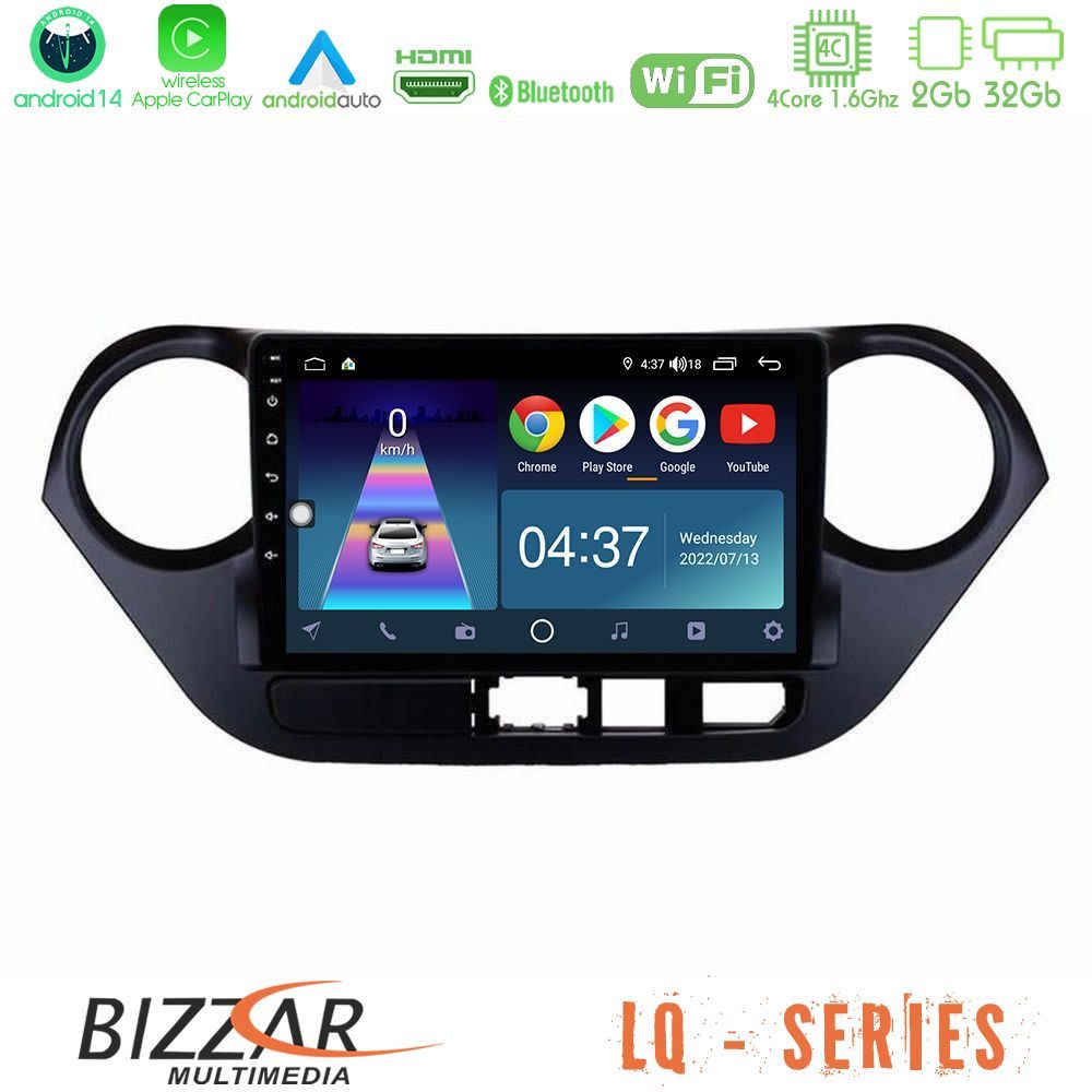 Bizzar LQ Series 4Core Android14 2+32GB Hyundai i10 2014-2020 Navigation Multimedia Tablet 9" Με Carplay & Android Auto