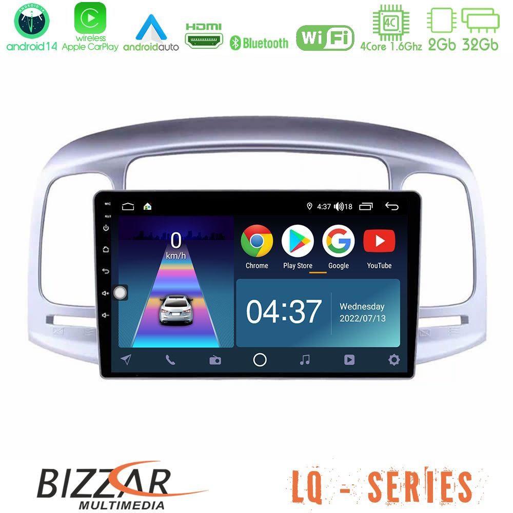 Bizzar LQ Series 4Core Android14 2+32GB Hyundai Accent 2006-2011 Navigation Multimedia Tablet 9" Με Carplay & Android Auto