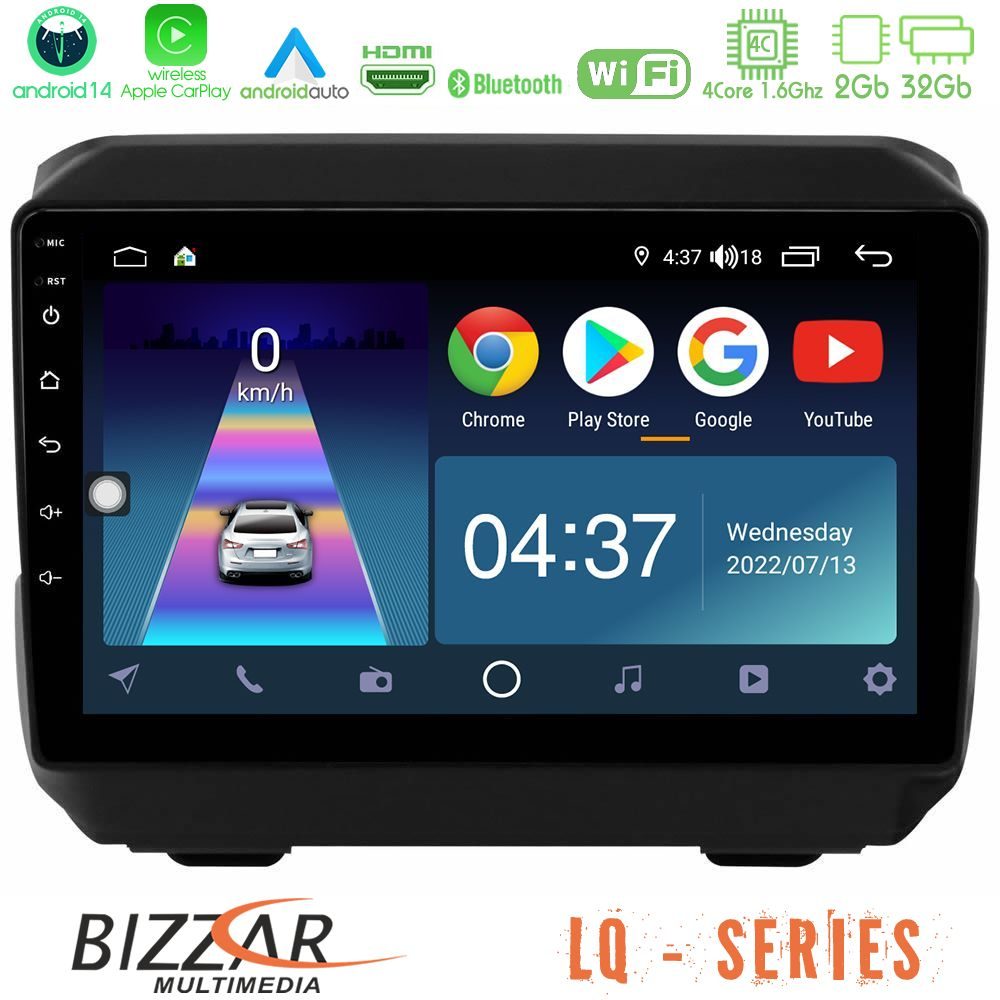 Bizzar LQ Series 4Core Android14 2+32GB Jeep Wrangler 2018-> Navigation Multimedia Tablet 9" Με Carplay & Android Auto
