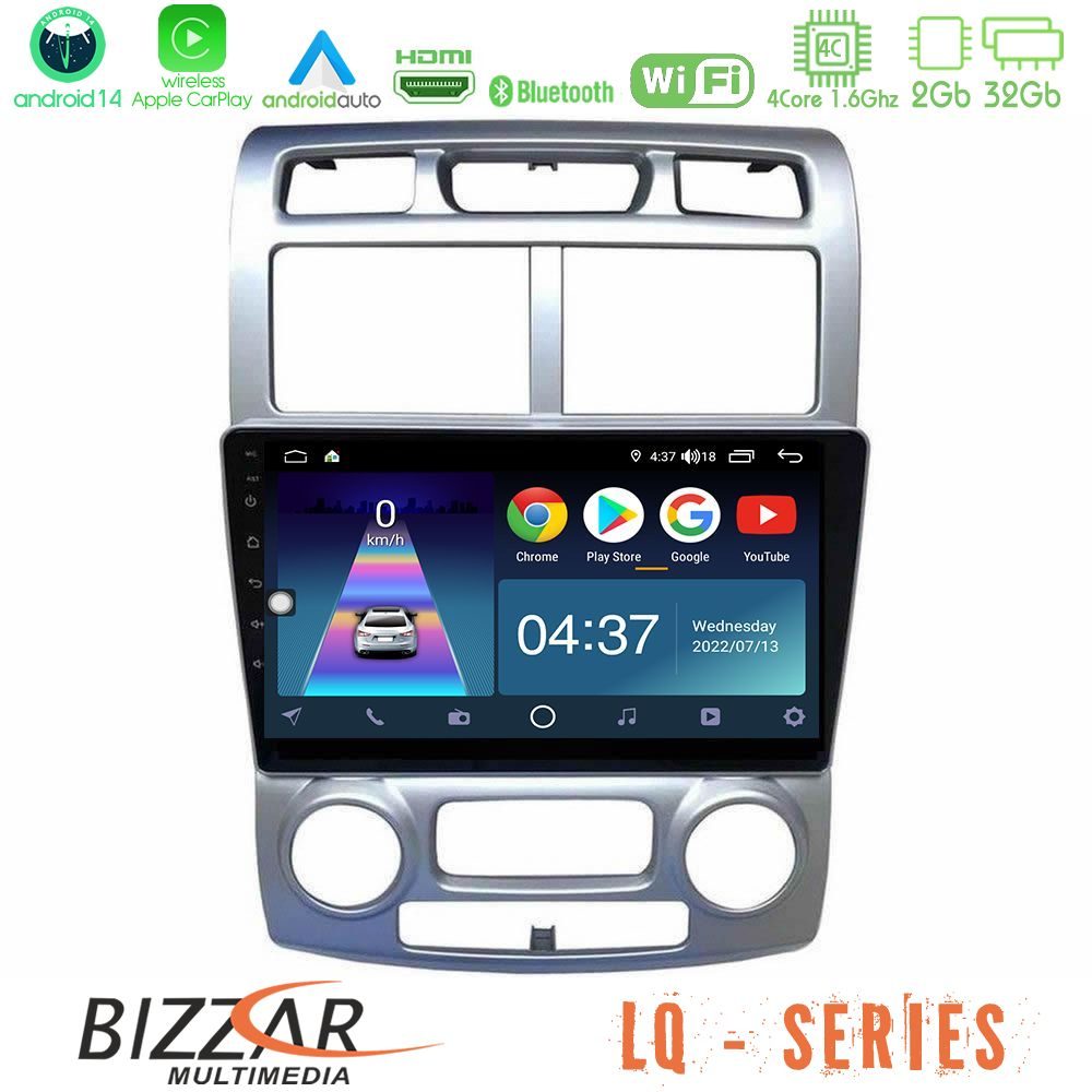 Bizzar LQ Series 4Core Android14 2+32GB Kia Sportage 2005-2008 Navigation Multimedia Tablet 9"" Με Carplay & Android Auto