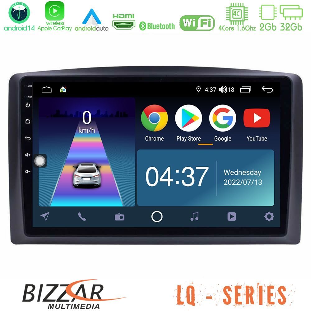 Bizzar LQ Series 4Core Android14 2+32GB Mercedes Vito 2015-2021 Navigation Multimedia Tablet 10" Με Carplay & Android Auto