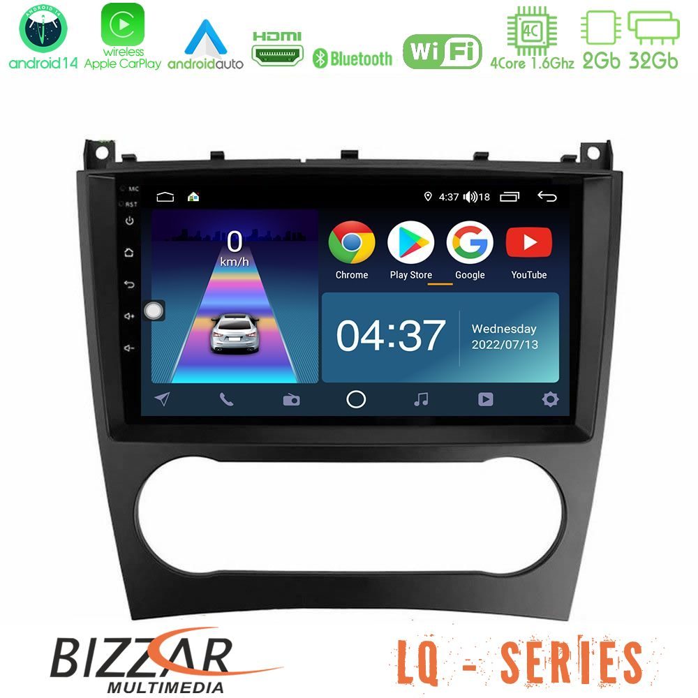 Bizzar LQ Series 4Core Android14 2+32GB Mercedes W203 Facelift Navigation Multimedia Tablet 9" Με Carplay & Android Auto