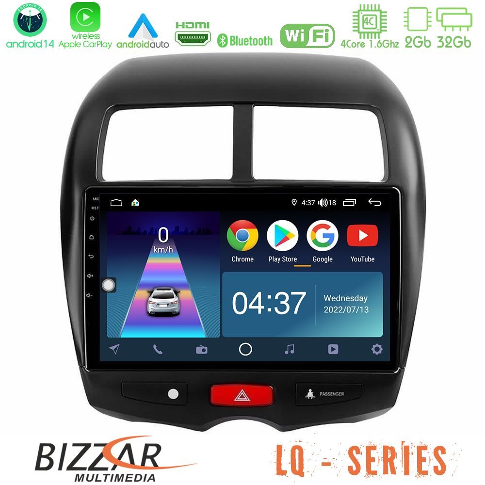 Bizzar LQ Series 4Core Android14 2+32GB Mitsubishi ASX Navigation Multimedia Tablet 10" Με Carplay & Android Auto