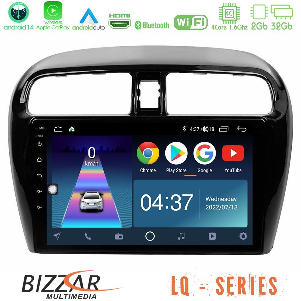 Bizzar LQ Series 4Core Android14 2+32GB Mitsubishi Space Star 2013-2016 Navigation Multimedia Tablet 9" Με Carplay & Android Auto