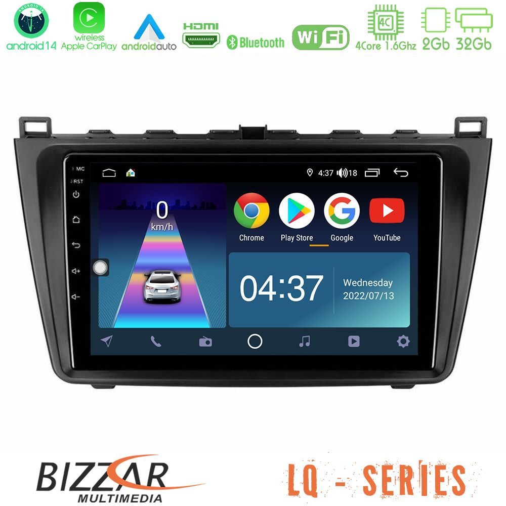Bizzar LQ Series 4Core Android14 2+32GB Mazda 6 2008-2012 Navigation Multimedia Tablet 9" Με Carplay & Android Auto