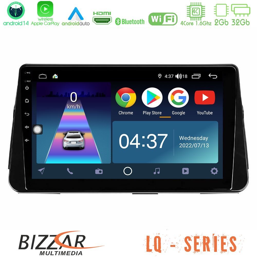 Bizzar LQ Series 4Core Android14 2+32GB Nissan Micra K14 Navigation Multimedia Tablet 9" Με Carplay & Android Auto