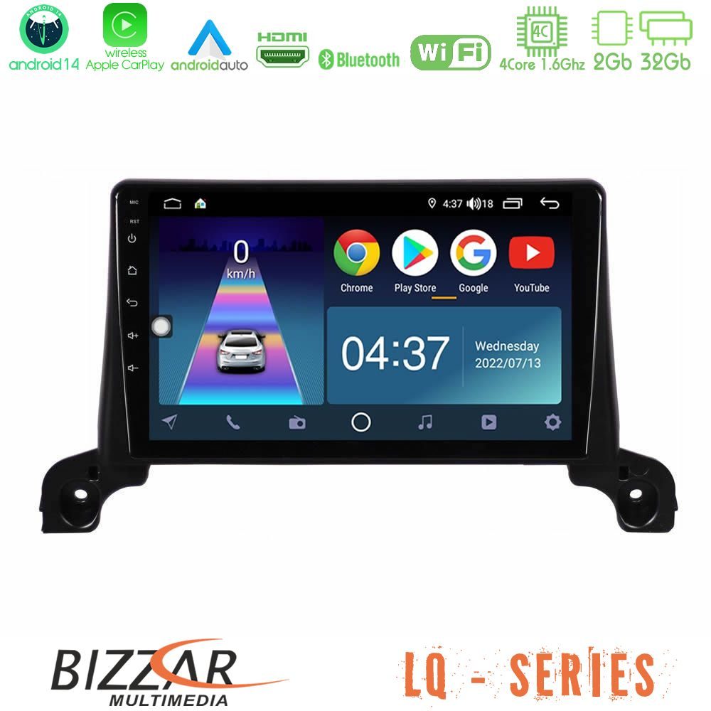Bizzar LQ Series 4Core Android14 2+32GB Peugeot 3008/5008 2017-2023 Navigation Multimedia Tablet 9" Με Carplay & Android Auto