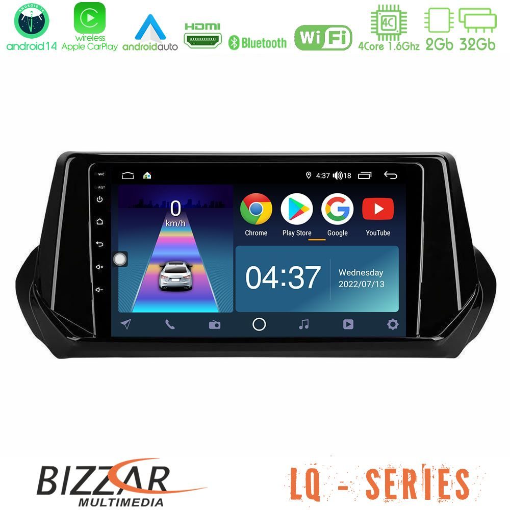Bizzar LQ Series 4Core Android14 2+32GB Peugeot 208 2019-2023 Navigation Multimedia Tablet 9" Με Carplay & Android Auto Bizzar LQ Series 4Core Android14 2+32GB Peugeot 208 2019-2023 Navigation Multimedia Tablet 9" Με Carplay & Android Auto