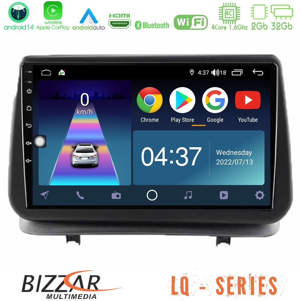 Bizzar LQ Series 4Core Android14 2+32GB Renault Clio 2005-2012 Navigation Multimedia Tablet 9" Με Carplay & Android Auto Bizzar LQ Series 4Core Android14 2+32GB Renault Clio 2005-2012 Navigation Multimedia Tablet 9" Με Carplay & Android Auto