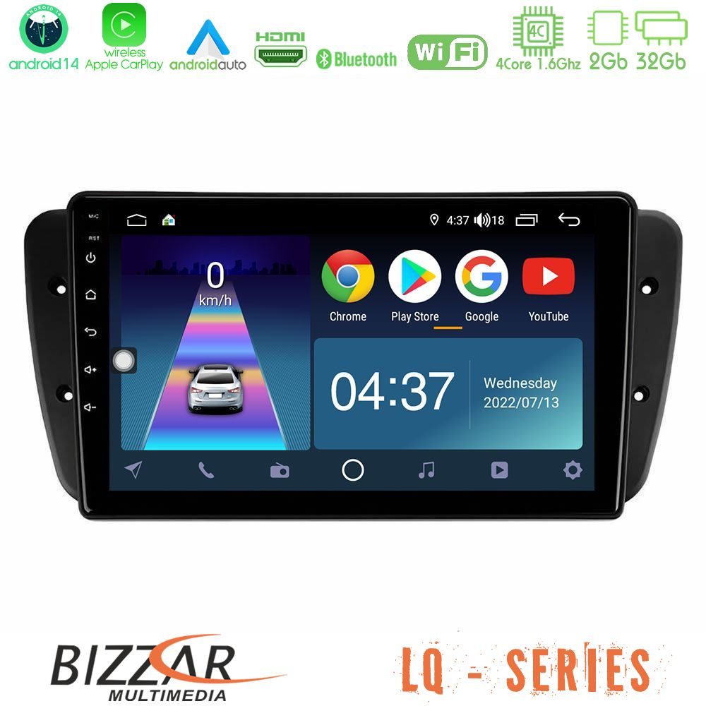 Bizzar LQ Series 4Core Android14 2+32GB Seat Ibiza 2008-2012 Navigation Multimedia Tablet 9" Με Carplay & Android Auto