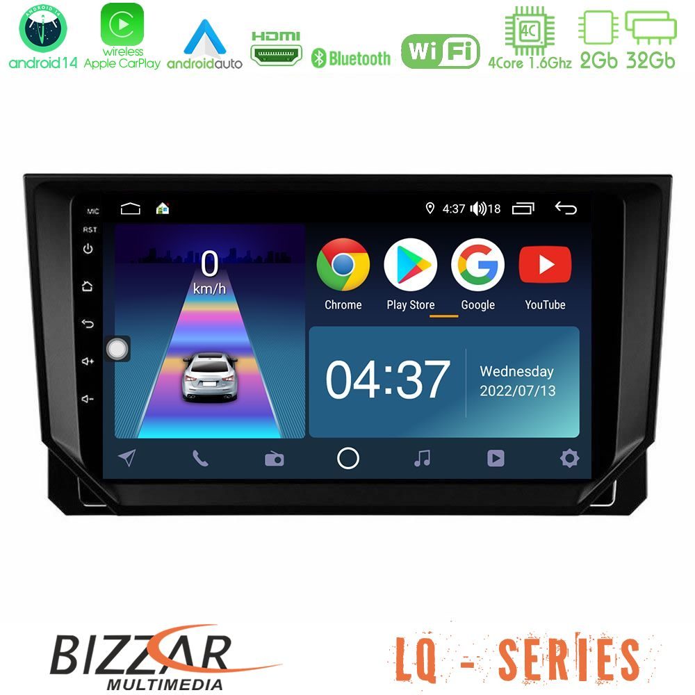 Bizzar LQ Series 4Core Android14 2+32GB Seat Arona/Ibiza Navigation Multimedia Tablet 9" Με Carplay & Android Auto