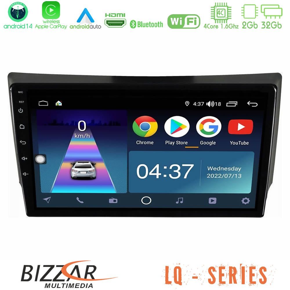 Bizzar LQ Series 4Core Android14 2+32GB Ssangyong Rexton 2002-2006 Navigation Multimedia Tablet 9" Με Carplay & Android Auto