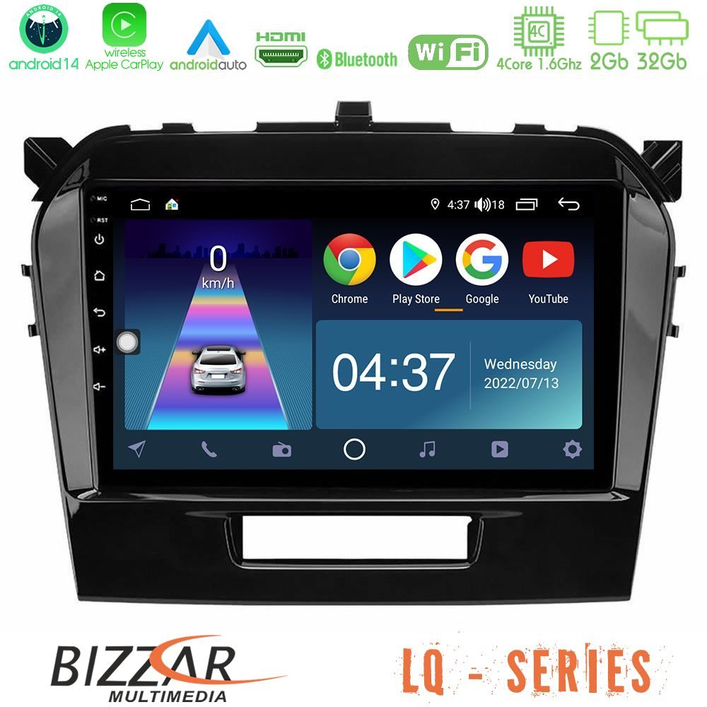 Bizzar LQ Series 4Core Android14 2+32GB Suzuki Vitara 2015-2024 Navigation Multimedia Tablet 9" Με Carplay & Android Auto