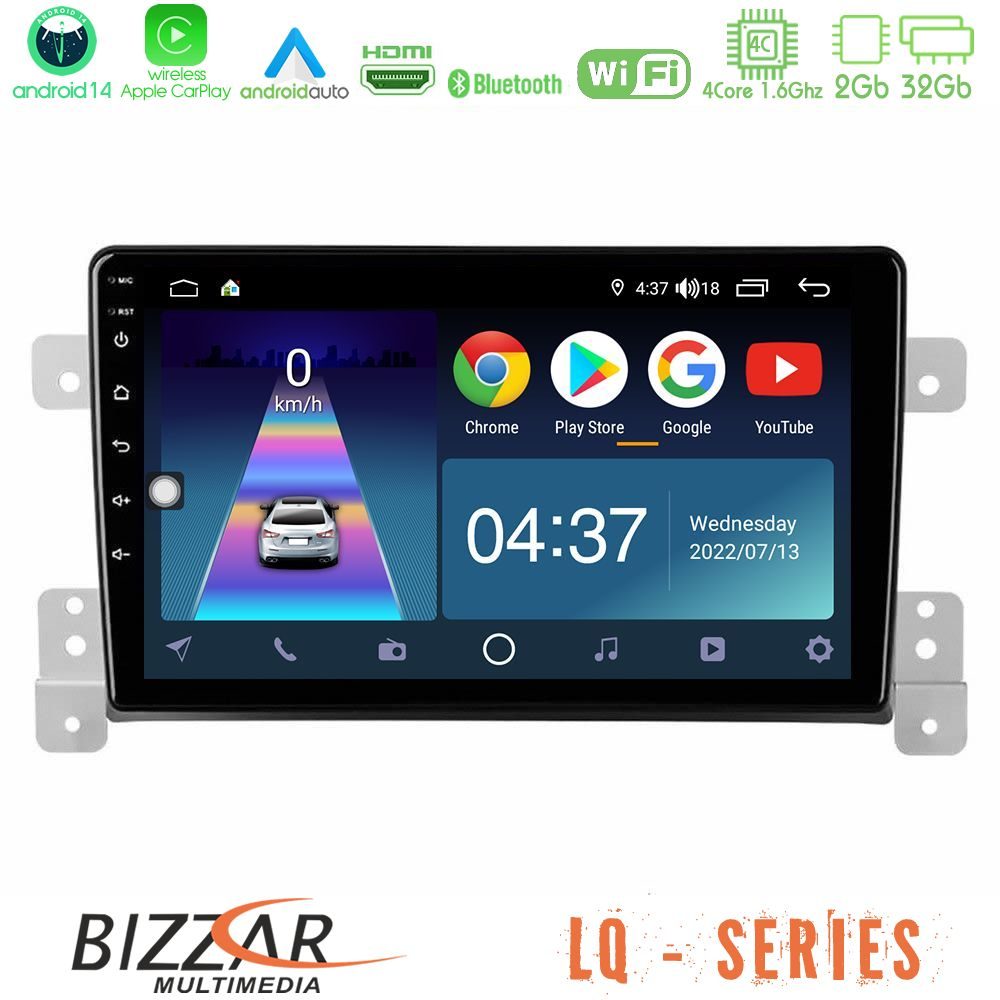 Bizzar LQ Series 4Core Android14 2+32GB Suzuki Grand Vitara Navigation Multimedia Tablet 9" Με Carplay & Android Auto