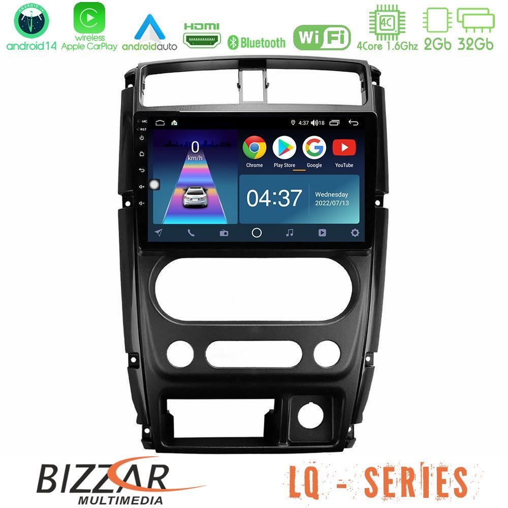 Bizzar LQ Series 4Core Android14 2+32GB Suzuki Jimny 2007-2017 Navigation Multimedia Tablet 9" Με Carplay & Android Auto