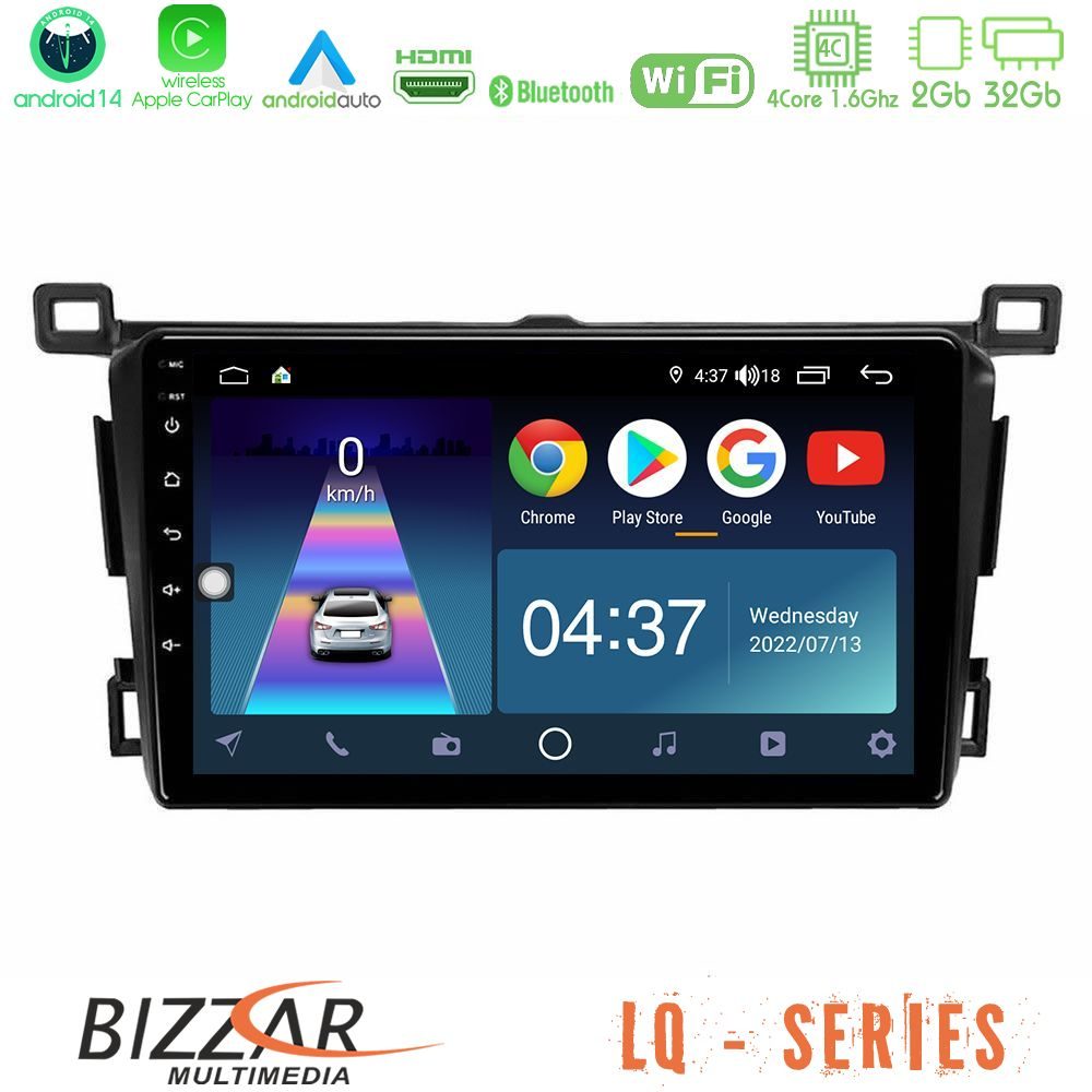 Bizzar LQ Series 4Core Android14 2+32GB Toyota RAV4 2013-2018 Navigation Multimedia Tablet 9" Με Carplay & Android Auto