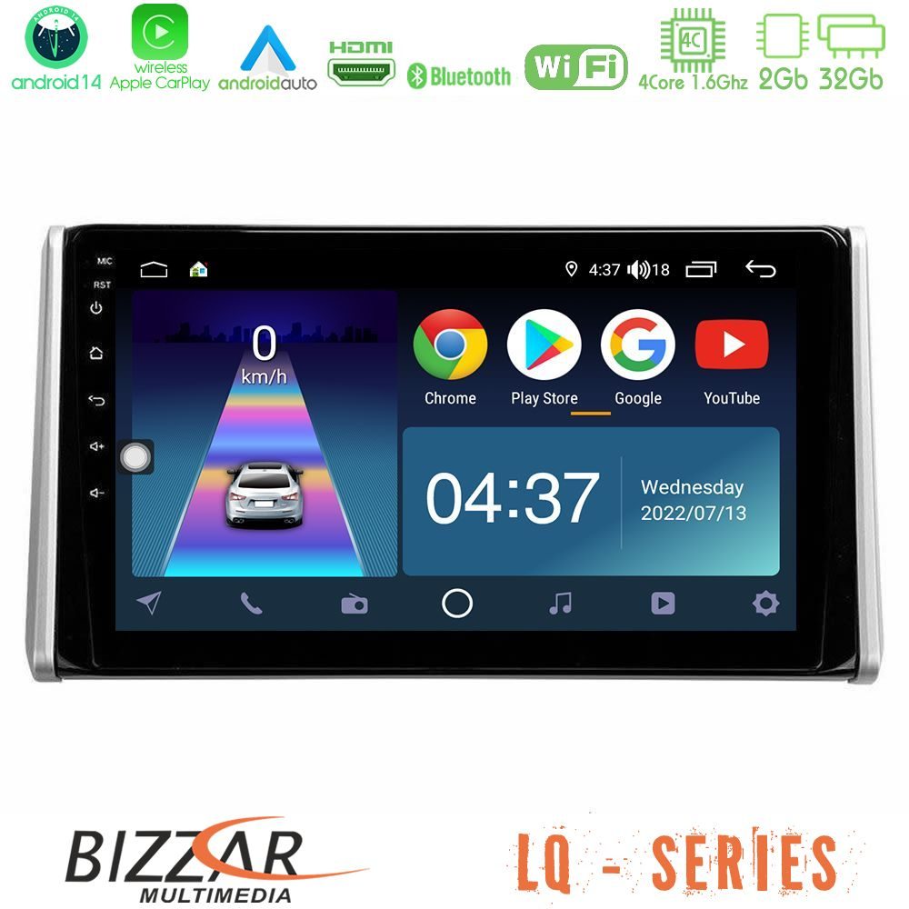 Bizzar LQ Series 4Core Android14 2+32GB Toyota RAV4 2019-2023 Navigation Multimedia Tablet 10" Με Carplay & Android Auto