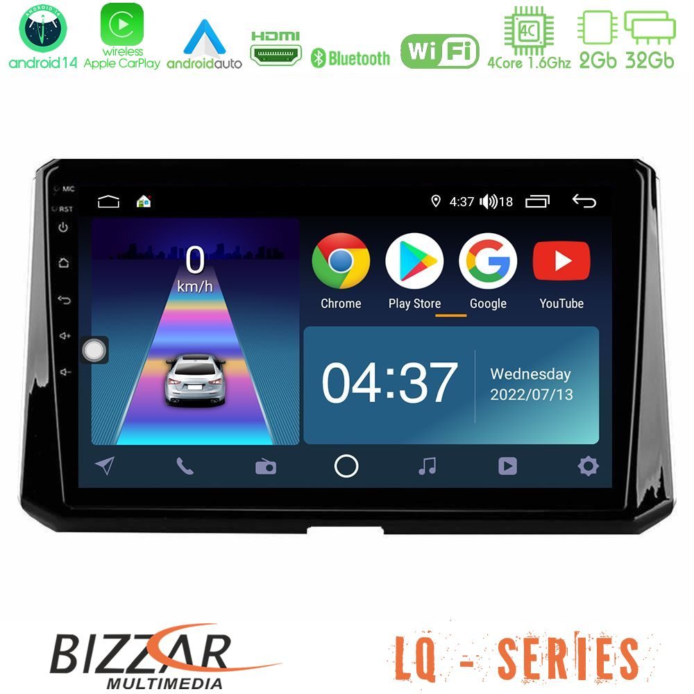 Bizzar LQ Series 4Core Android14 2+32GB Toyota Corolla 2019-2022 Navigation Multimedia Tablet 10" Με Carplay & Android Auto