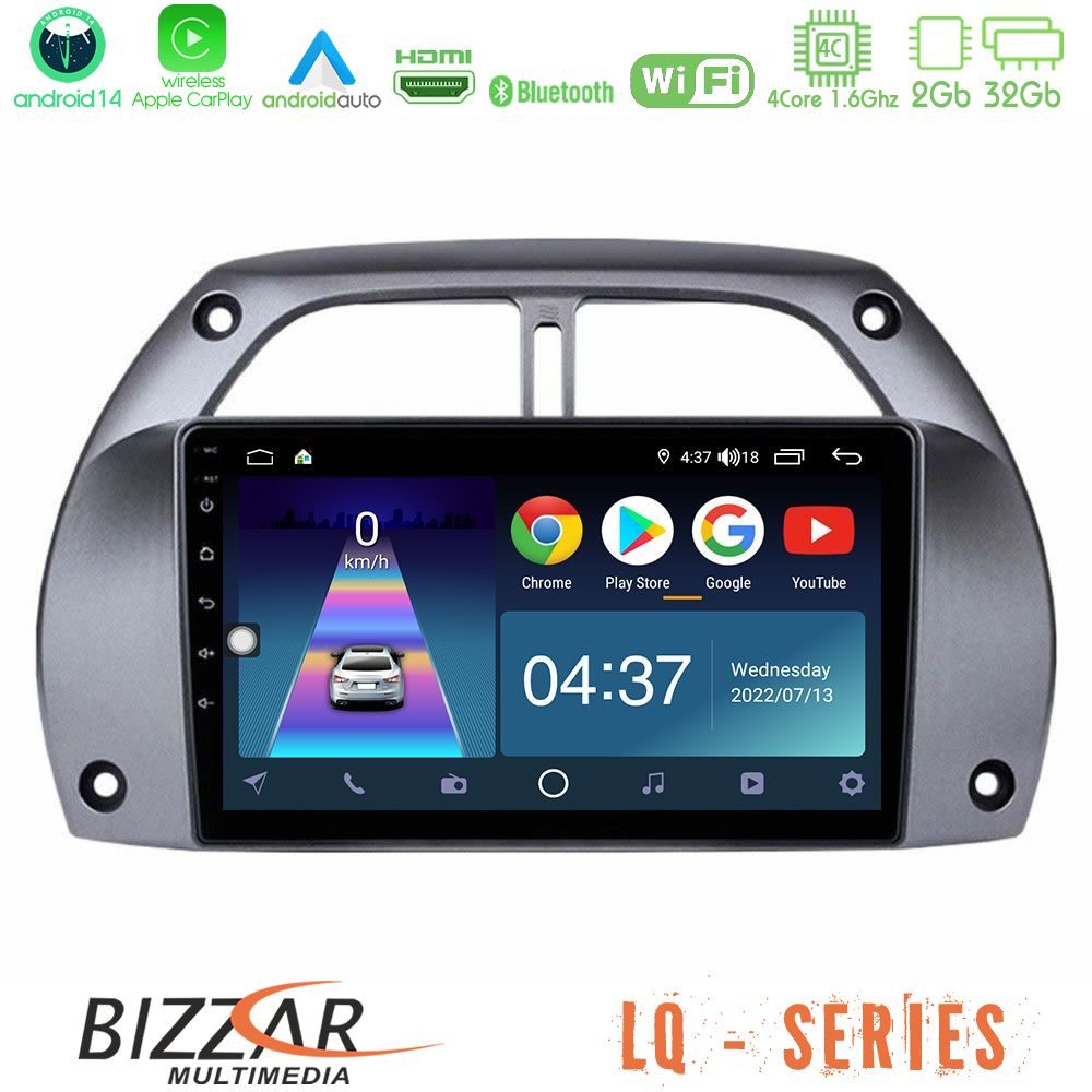 Bizzar LQ Series 4Core Android14 2+32GB Toyota RAV4 2001 - 2006 Navigation Multimedia Tablet 9" Με Carplay & Android Auto