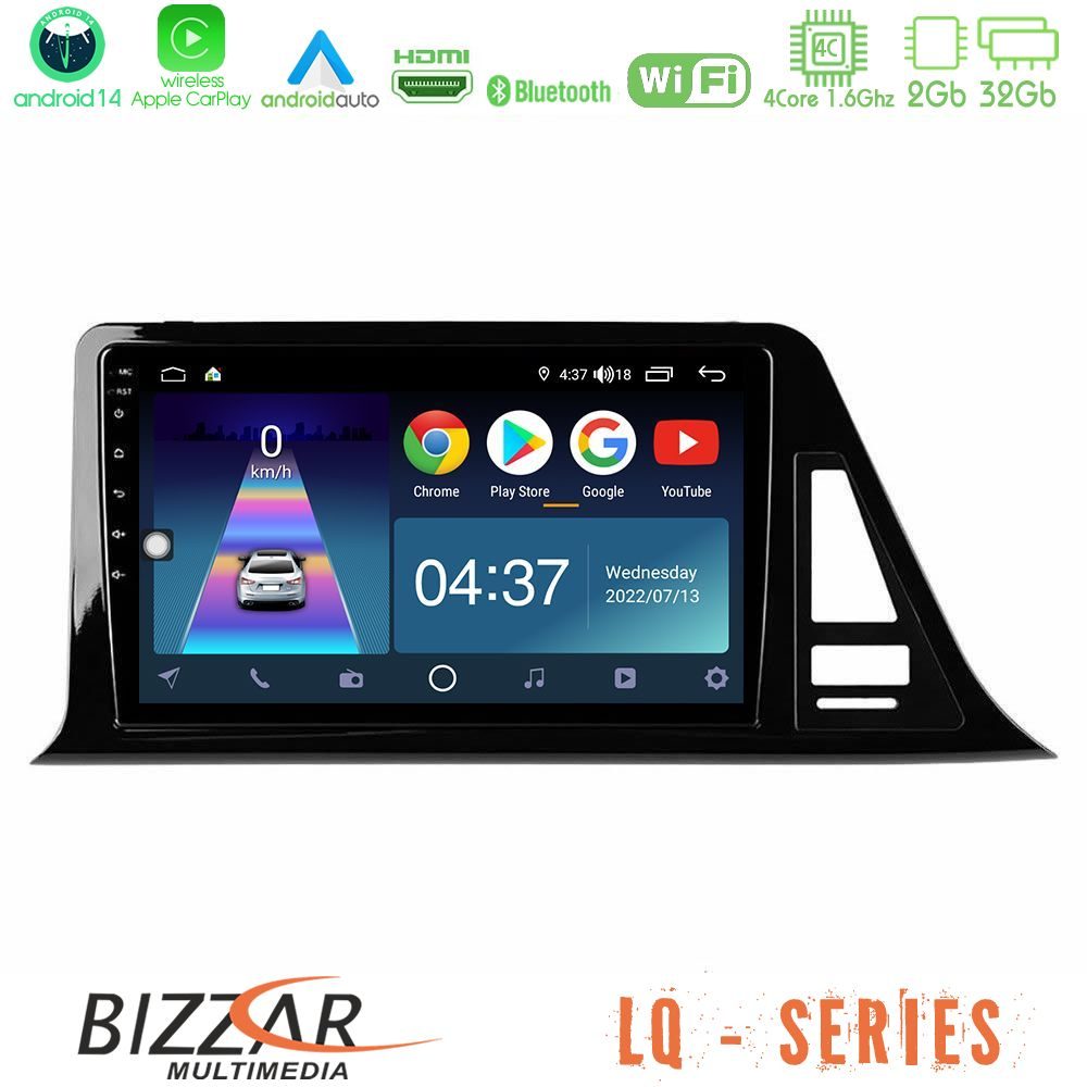 Bizzar LQ Series 4Core Android14 2+32GB Toyota CH-R Navigation Multimedia Tablet 9" Με Carplay & Android Auto