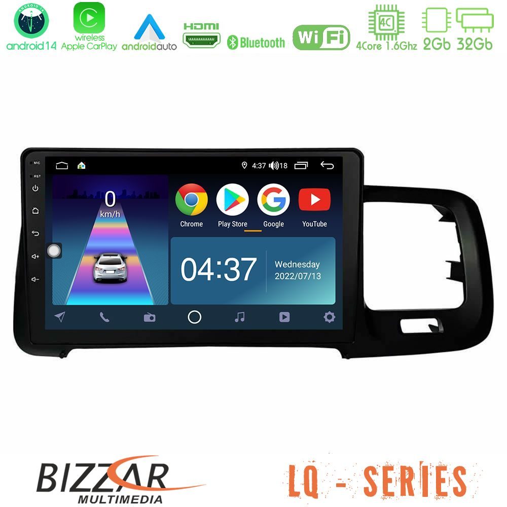 Bizzar LQ Series 4Core Android14 2+32GB Volvo S60 2010-2018 Navigation Multimedia Tablet 9" Με Carplay & Android Auto