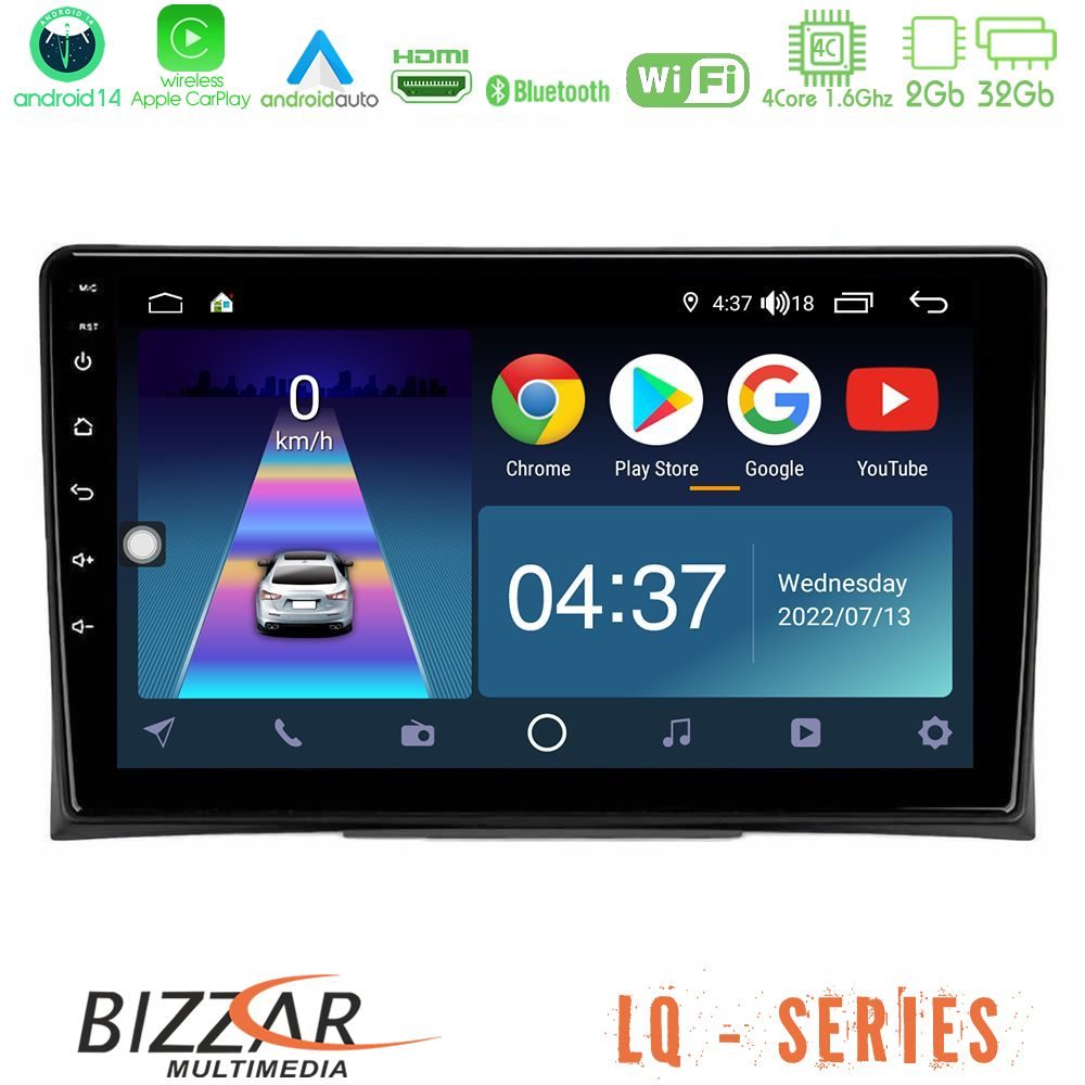 Bizzar LQ Series 4Core Android14 2+32GB VW Transporter 2003-2015 Navigation Multimedia Tablet 9" Με Carplay & Android Auto