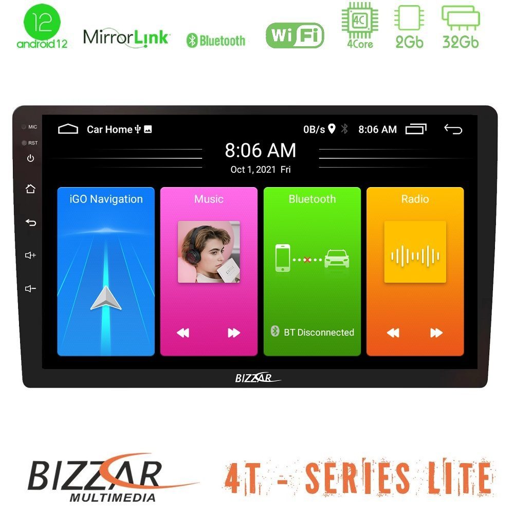 Bizzar 4T Series Alfa Romeo Mito 2008-2014 8P 4Core Android13 2+32GB Navigation Multimedia Tablet 9"